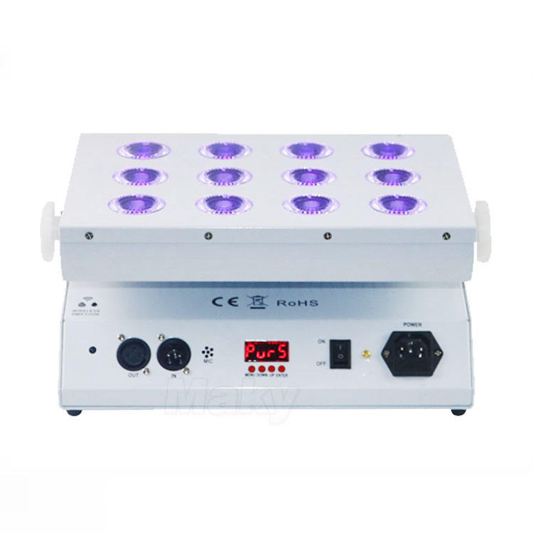 MQ-G118 12x18W LED battery powered 2.4G wireless DMX IR remote control Wash light